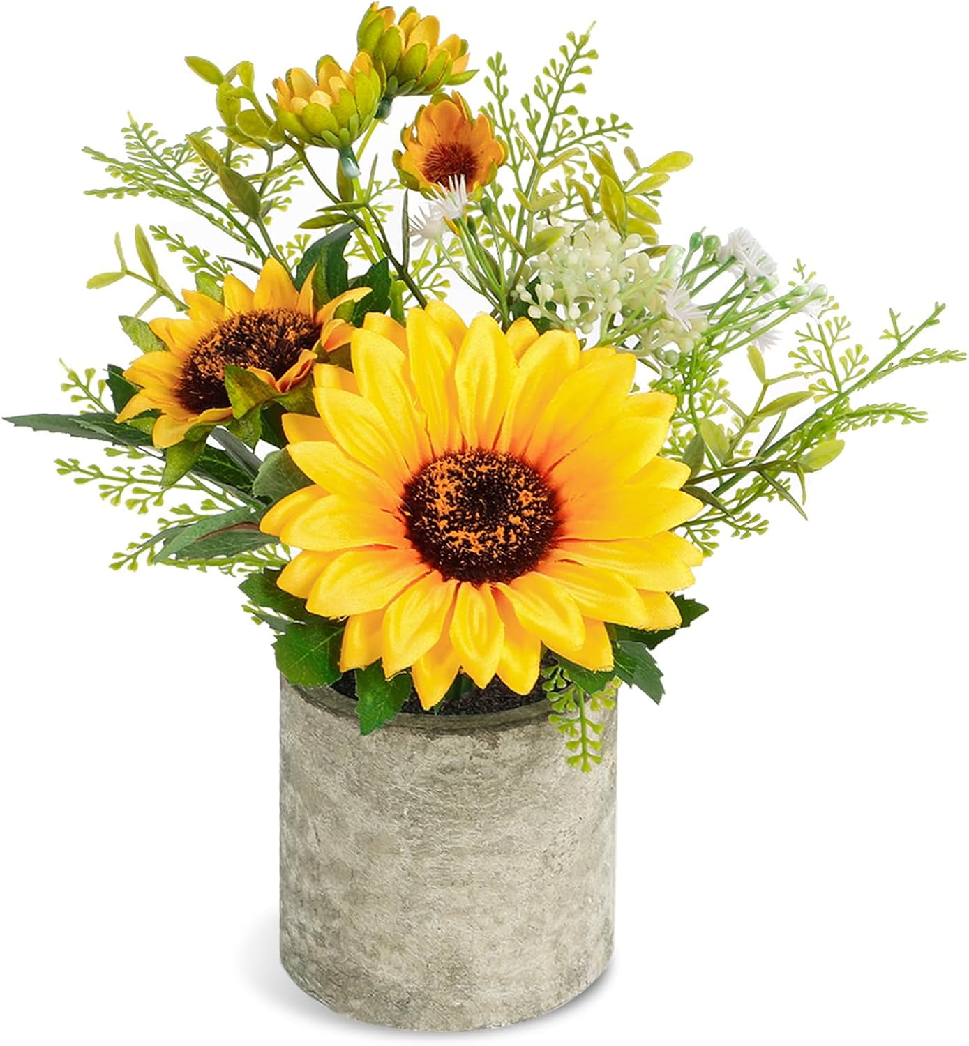Sunflower Artificial Flowers in Pot , Fake Sunflower Plant Decor for Home, Kitchen, Bathroom, Office Desk Table Centerpiece Decorations