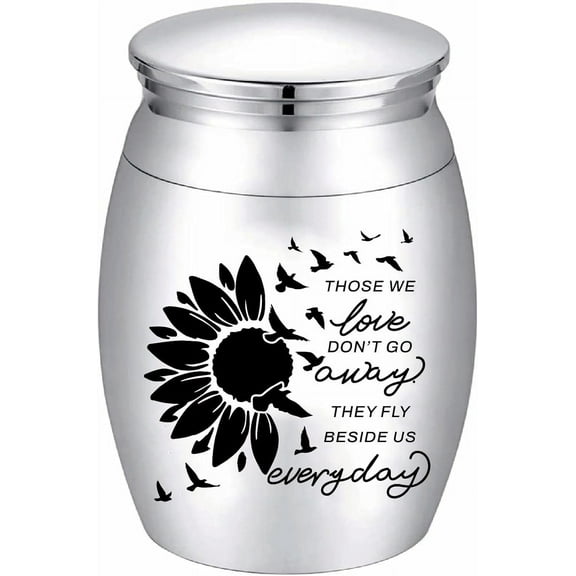 Sunflower Ashes Urn Keepsake Butterflies Cremation Urn Mini Urns Stainless Steel Memorial Ashes Holder Container Jar