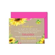 Sunflower Baby Shower Thank You Cards 15 Pack Girls Notecards with Envelopes   Printed Note of Thanks from Newborn Babies   Rustic Floral Pink and Yellow Stationery Set 4x6 - Paper Clever Party