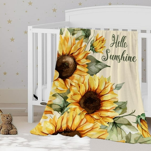 Sunflower Baby Throw Blanket Small Yellow Floral Blanket for Toddler Swaddle Pet Kids Soft Fuzzy Plush Fleece Blankets Sunshine Spring Summer Flower Decorative Gift Blanket 30x40