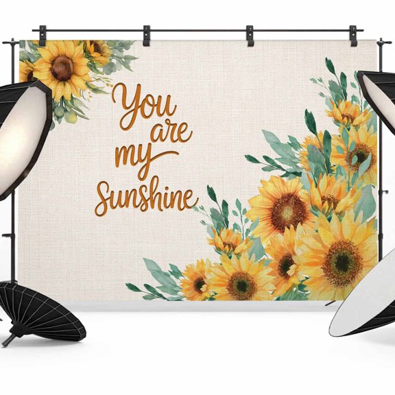 Sunflower Backdrop for Photography,Fabric Photo Background Backdrop,Summer Botanical Farmhouse Yellow Floral Rustic Photo Booth Background for Portrait Photoshoot Video Wedding Studio Banner 7x5ft