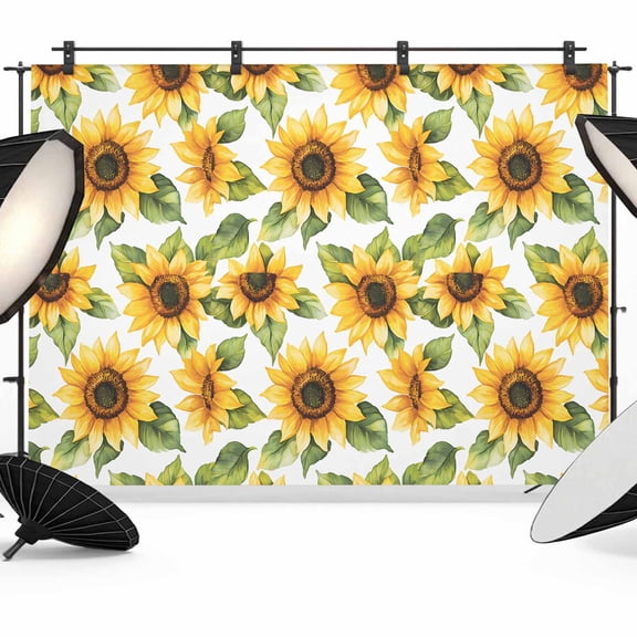 Sunflower Backdrop for Photography, Farm Summer Yellow Plant Floral Leaf Country Style Photo Backdrop Portrait Background Party Banner Photo Backgrounds for Studio Booth Props, 7x5ft