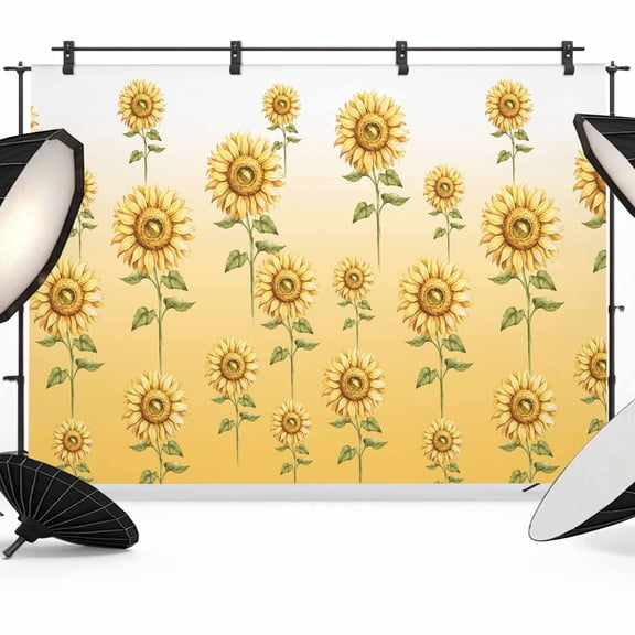 Sunflower Backdrop for Photoshoot,Photography Photo Studio Background Wall Backdrop,Watercolor Yellow Flower Gradient Plant Back Drop Banner Panel for Portraits Wedding Party Live Streaming 7x5Ft