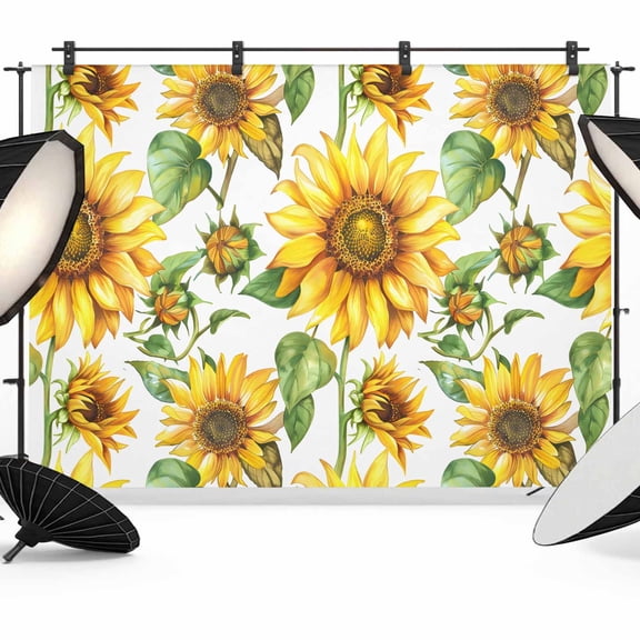 Sunflower Backdrop for Photoshoot, Photography Photo Studio Background Wall Backdrop, Yellow Green Botanical Summer Rustic Back Drop Banner Panel for Portraits Wedding Live Streaming Decor 7x5Ft