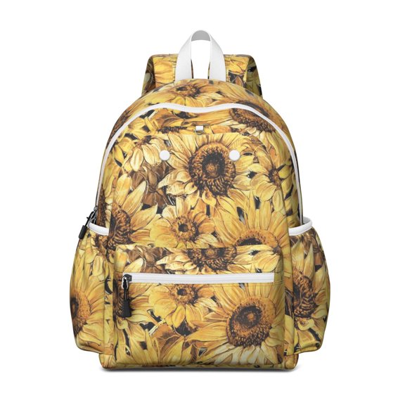 Sunflower Backpack for School,Cute School Bag,Schoolbag with Adjustable Shoulder Straps & Padded Back,13.4"x11"x4.7"