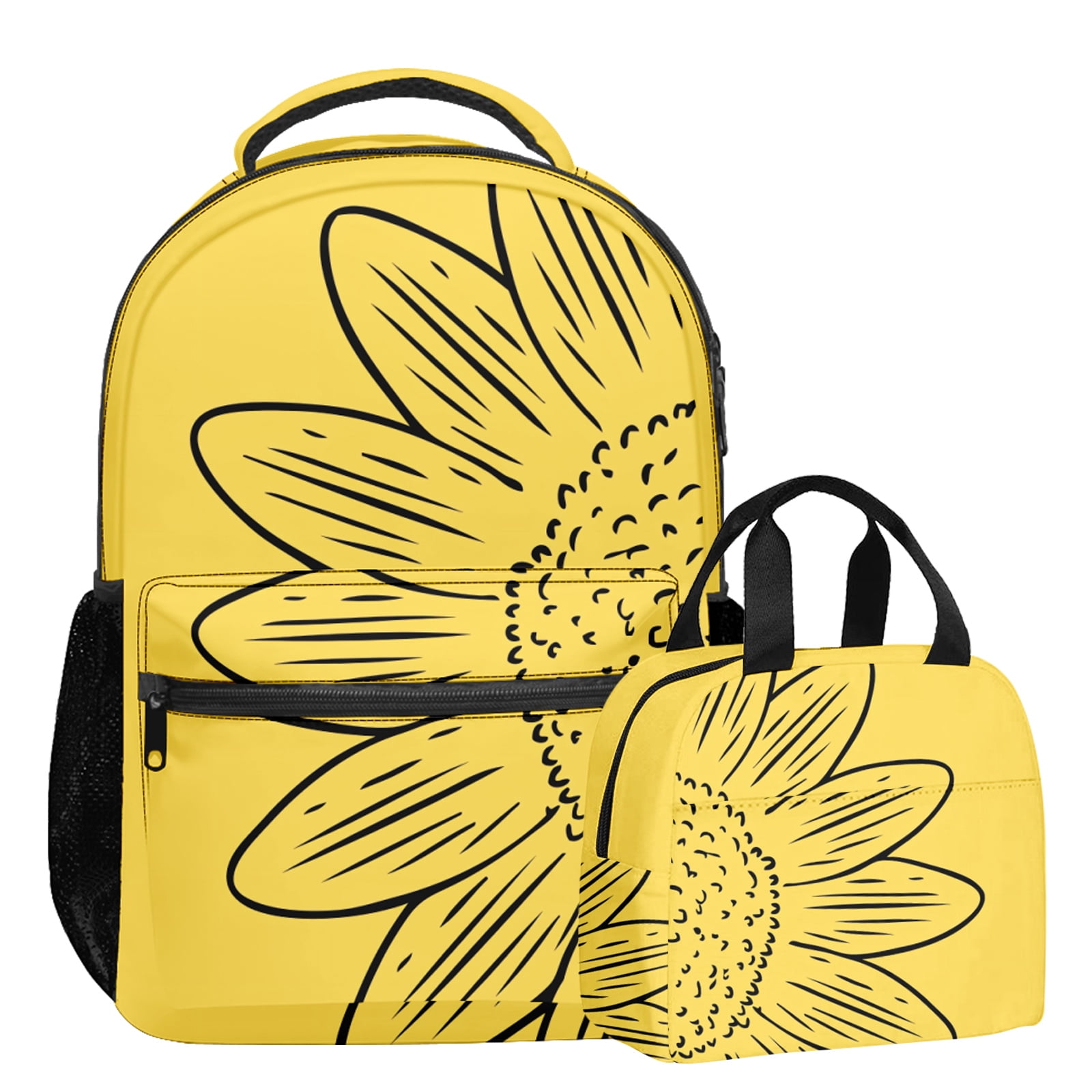 Sunflower Backpacks with Lunch Bag for School Classical Basic Book Bags