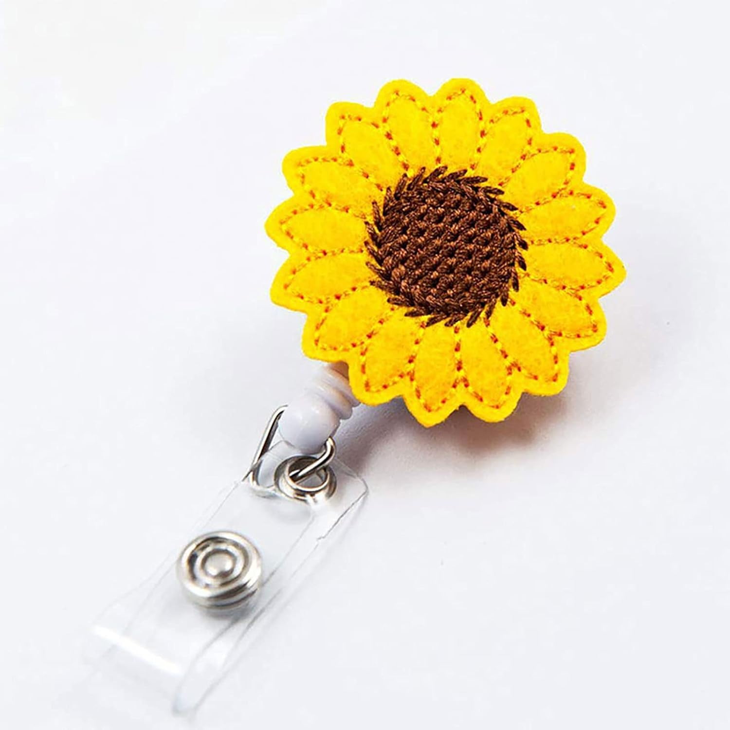 Sunflower Badge Reel Holder Clip Retractable ID Badge Holder for Carrying Keys, Credit Cards, Working Badges