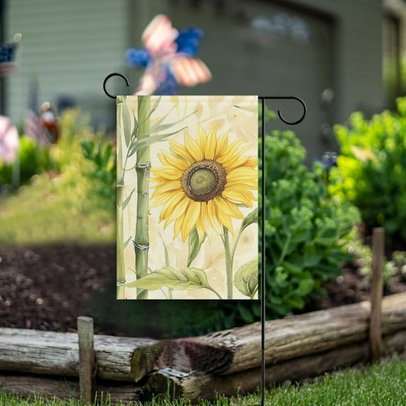 Sunflower Bamboo Garden Flag Double Sided Outdoor Banners for Courtyard Outdoor Lawn Farmhouse Holiday Decorations