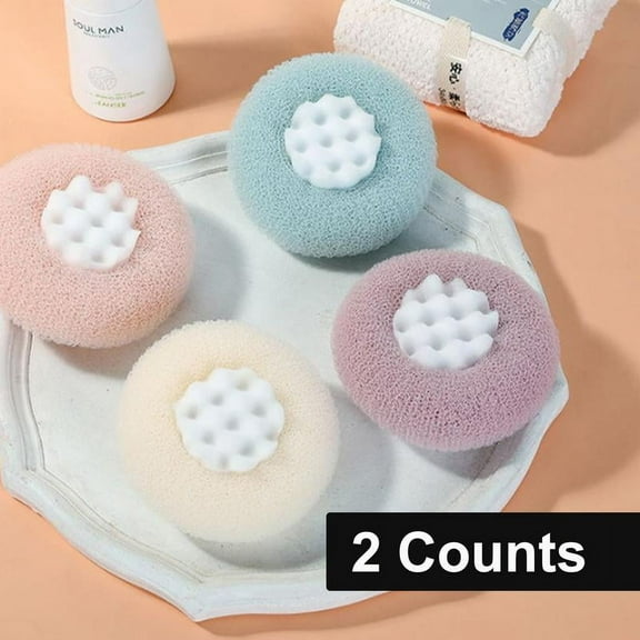 Sunflower Bath Ball 2 Counts, 2-in-1 Sunflower Suction Cup Bath Ball, Super Soft Exfoliating Bath Sponge Body Brush, Shower Loofah Sponge