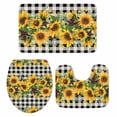 thumbnail image 1 of Sunflower Bath Mat 3 Piece Bathroom Rug Set, Rustic Brown Country Star Black Checkered Non Slip Bath Rug Contour Mat and Toilet Lid Cover, Absorbent Shower Mats Soft Bath Rugs and Mats Sets, 1 of 8