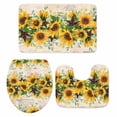 thumbnail image 1 of Sunflower Bath Mat 3 Piece Bathroom Rug Set, Yellow Spring Floral Summer Botanical Rustic Non Slip Bath Rug Contour Mat and Toilet Lid Cover, Absorbent Shower Mats Soft Bath Rugs and Mats Sets, 1 of 8