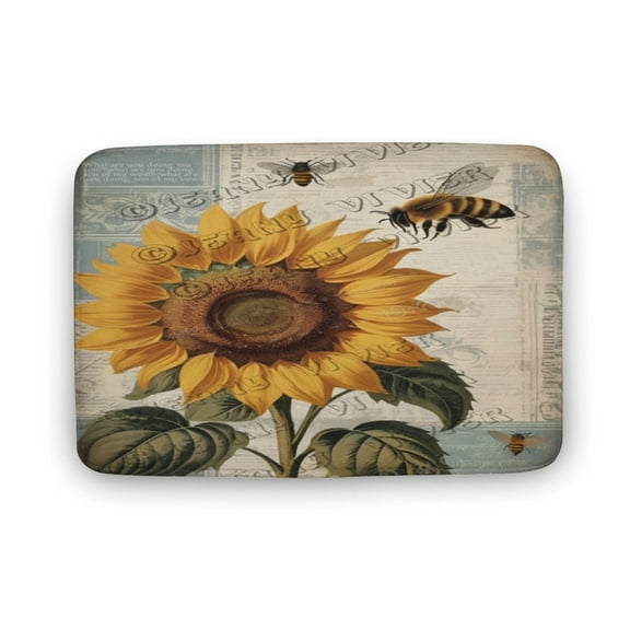 Sunflower Bath Rug for Bathroom, Vintage Floral Decor, Rustic Farmhouse Bath Mat, Bath Mat Soft Non Slip Bath Rugs Indoor Doormat 20"x32"