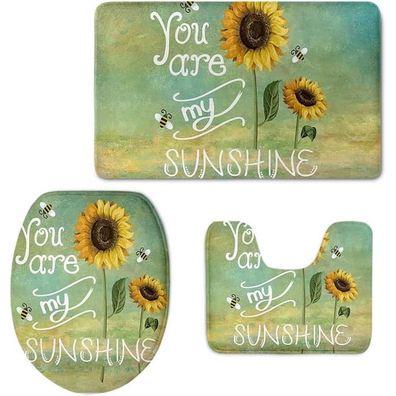 Sunflower Bath Rugs Sets with Non-Slip Doormat 3-Piece Durable Bath Doormat Non-Slip You're My Sunshine