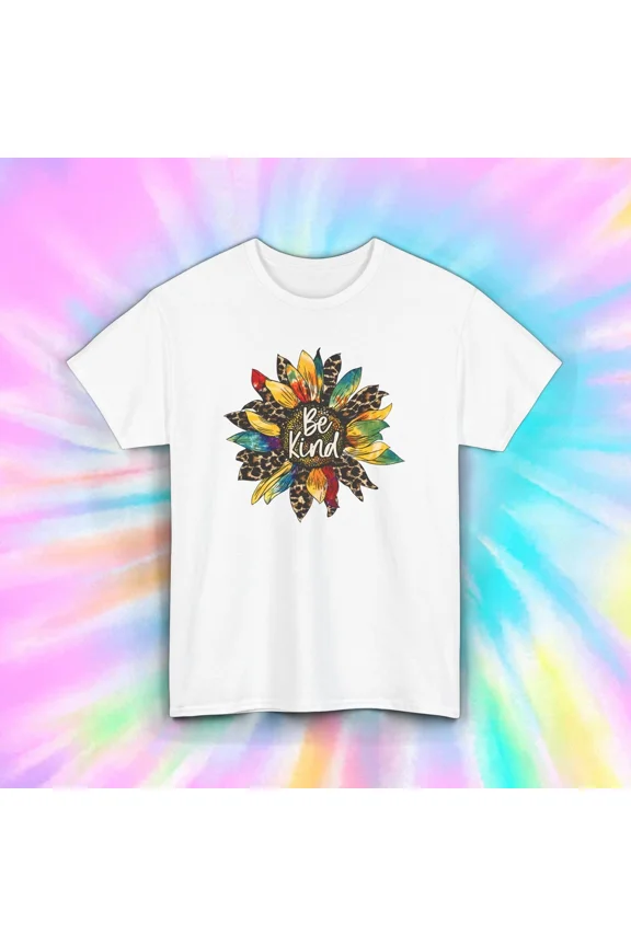 Sunflower Be Kind Inspiring Floral Positive Message Graphic Unisex T-Shirt, up to size 5XL