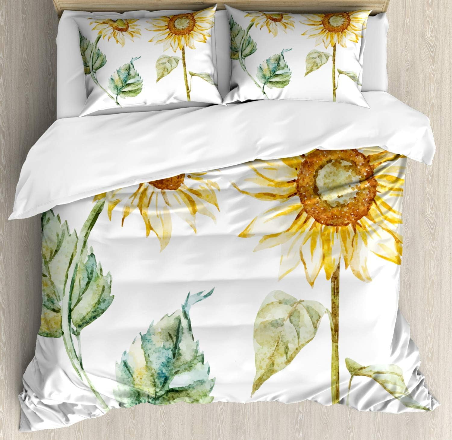 Sunflower Bedding Full Size,Garden Floral Sunflower Bedding Set for