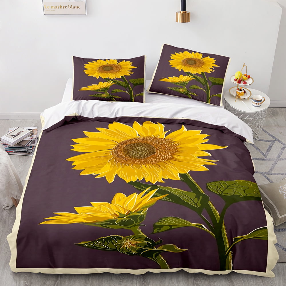 Sunflower Bedding, Garden Floral Sunflower Bedding Set, Aesthetic