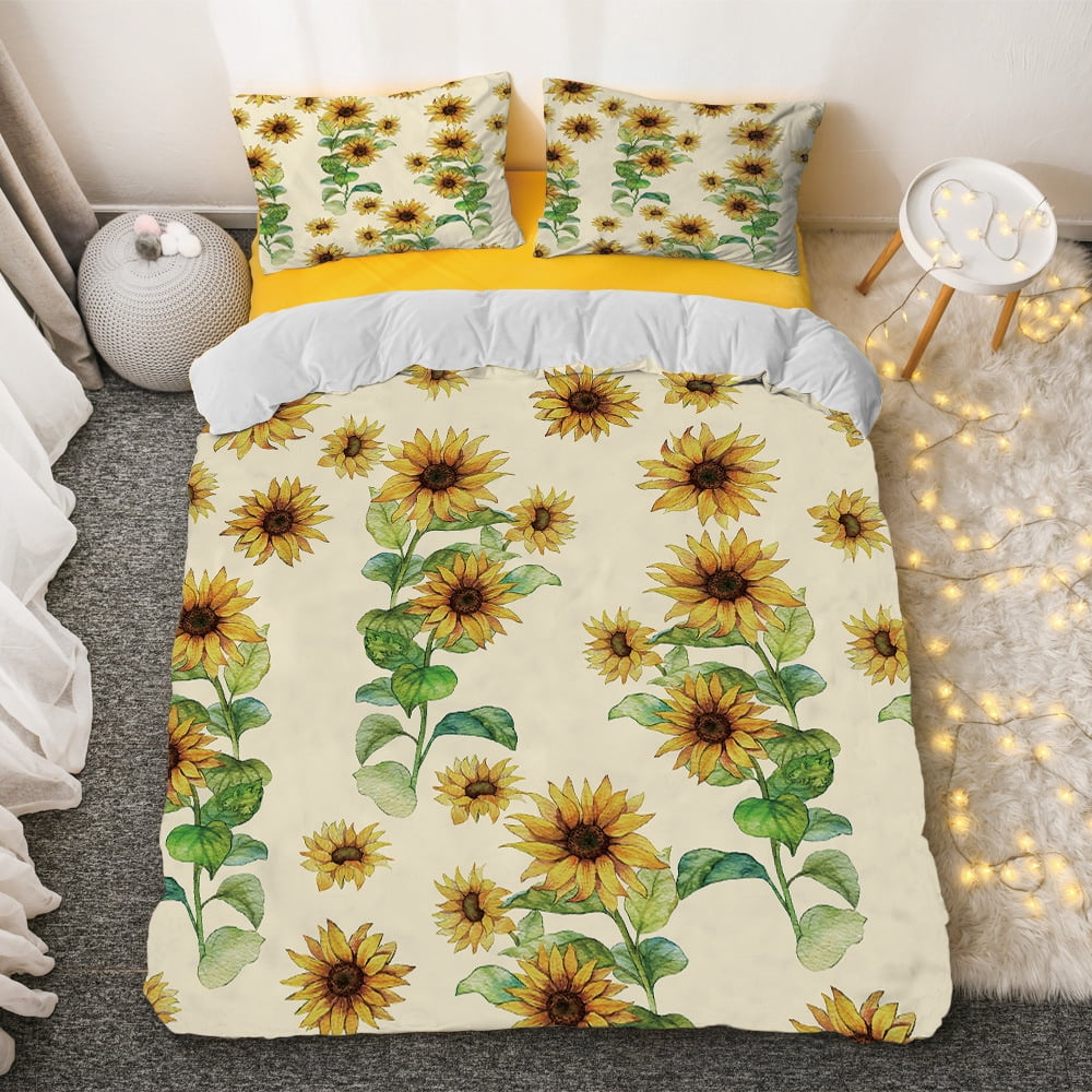 Tailor Shop Sunflower & Butterflies Comforter Set – Queen Size Bedding With 1 Comforter & 2 Pillowcases, Yellow Floral Print - View #7