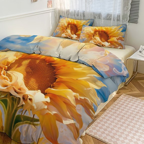 Sunflower Bedding Set Couple Bedclothes Pillowcase Customized Home Textiles Bed Set for Bedroom Decoration
