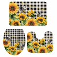 thumbnail image 1 of Sunflower Bee Bath Mat 3 Piece Bathroom Rug Set, Black Buffalo Plaid Botanical Leaf Floral Non Slip Bath Rug Contour Mat and Toilet Lid Cover, Absorbent Shower Mats Soft Bath Rugs and Mats Sets, 1 of 8