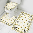 thumbnail image 1 of Sunflower Bee Bathroom Rugs Set Country Summer Floral Bee Nest Non Slip Absorbent Soft Bath Mats 3 Piece Set with Bathroom Rug, U-Shaped Floor Mat, Toilet Seat Cover Large Size, 1 of 9