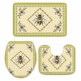 thumbnail image 1 of Sunflower Bee Bathroom Rugs Set Vintage Daisy Flower Green Border Non Slip Absorbent Soft Bath Mats 3 Piece Set with Bathroom Rug, U-Shaped Floor Mat, Toilet Seat Cover Small Size, 1 of 9