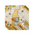 thumbnail image 1 of Sunflower Bee Cloth Napkins Set of 4 Reusable Dinner Napkins, Summer Gnomes Hydrangea Floral Cocktail Napkin Washable Table Napkins for Wedding/Holiday Party/Baby Shower 20"x20", 1 of 7
