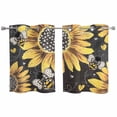 thumbnail image 1 of Sunflower Bee Kitchen Curtains Small Short 39 Inch Length, Black Yellow Farm Flower Spring Summer Grommet Top Bedroom Living Room Curtains, Light Filtering Cafe Curtain Drapes 2 Panels Set 55''x39'', 1 of 9