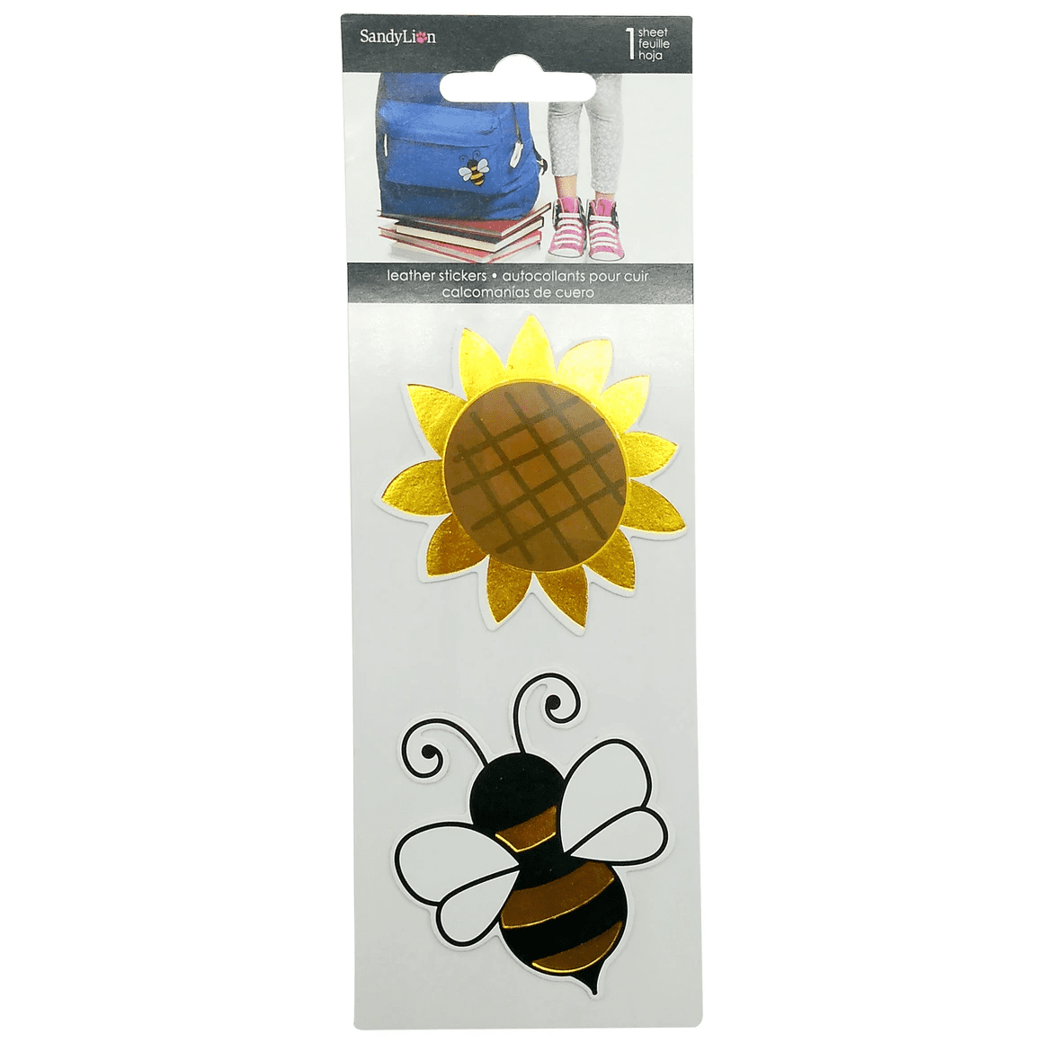 Sunflower, Bee Leather Stickers, Durable, Adhesive Backed Nature Inspired Designs for Journals, Scrapbooks, Laptops, Crafts, Vibrant Rustic Decor, Set for Crafters, Gold, Black