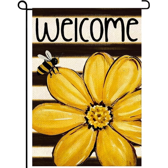 Sunflower Bee Spring Summer Garden Flag 12x18 Inch Double Sided Outside Welcome Seasonal Yard Outdoor Decoration Flag