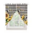 thumbnail image 1 of Sunflower Bee Swag Valances for Windows, Black Buffalo Plaid Botanical Leaf Floral Rod Pocket Sheer Valances for Large Windows, Swag Toppers Light Filtering for Kitchen Living Room 2 Panels 36''x63'', 1 of 6