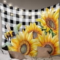 thumbnail image 1 of Sunflower Bee Tapestry for Bedroom Wall Hanging Tapestry, Black White Lattice Yellow Floral Flower Ceiling Backdrop Tapestries Poster Blanket Wall Decor for Teens Room Living Room Dorm 59" x 90", 1 of 8