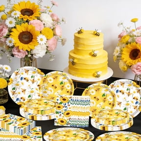 Sunflower Bee Theme Party Tableware Set - Vibrant Summer Garden Party Decorations