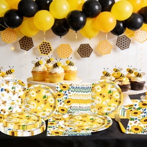 Sunflower Bee Theme Party Tableware Set - Vibrant Summer Garden Party Decorations
