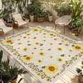 thumbnail image 1 of Sunflower Bees Outdoor Rug for Patio/Deck/Porch, Non-Slip Large Area Rug 6 x 9 Ft, Spring Summer Farmhouse Floral Beige Burlap Indoor Outdoor Rugs Washable Area Rugs, Camping Rug Carpet Runner, 1 of 8