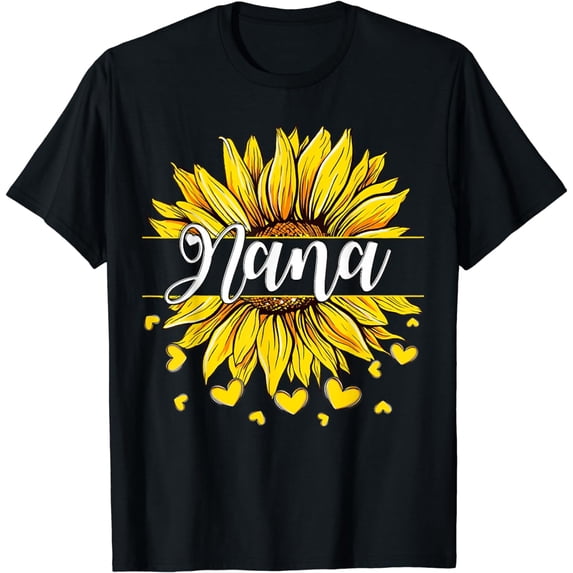 Sunflower Best Nana Ever Heart Grandma Mother's Day Funny T-Shirt