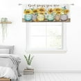thumbnail image 1 of Sunflower Bible Verse Valance Kitchen Curtains Christian Quotes Farmhouse Rustic Floral Scripture Rod Pocket Retro Hummingbird Wood Bedroom Living Room Treatment Fabric 1 Panel 54Wx18H Inch, 1 of 4