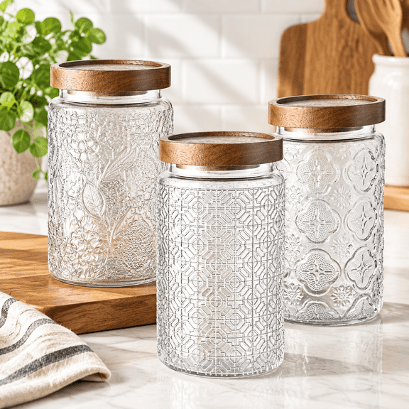 Sunflower/Bigonia/Window-32oz Glass Food Storage Jars Set of 3