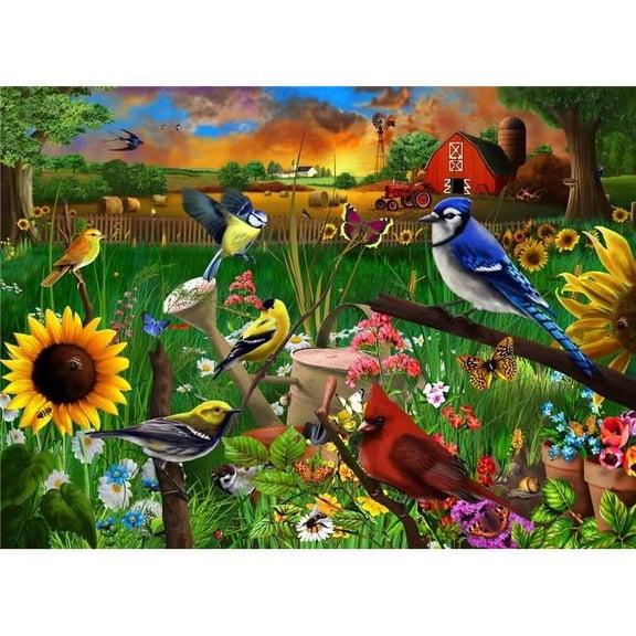 Sunflower Birds Poster Print by Gerald Newton