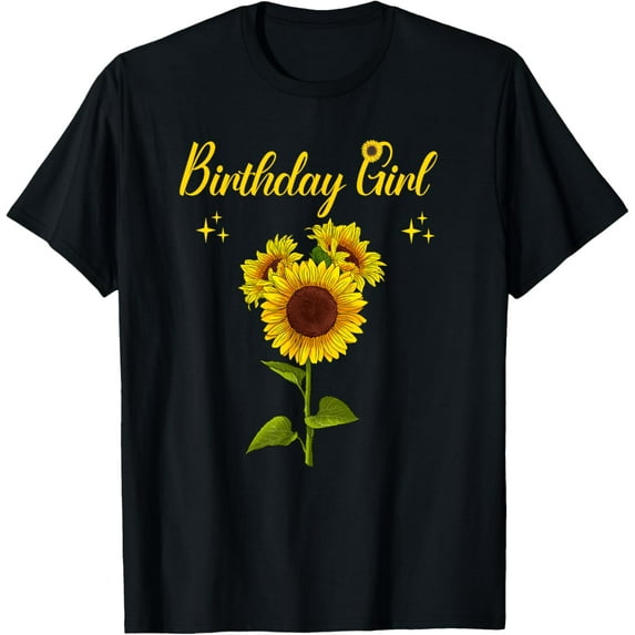 Sunflower Birthday Girl Party Family Matching T-Shirt men and women can wear, black, white, gifts