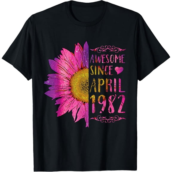 Sunflower Birthday shirt for Women, Awesome Since April 1982 T-Shirt