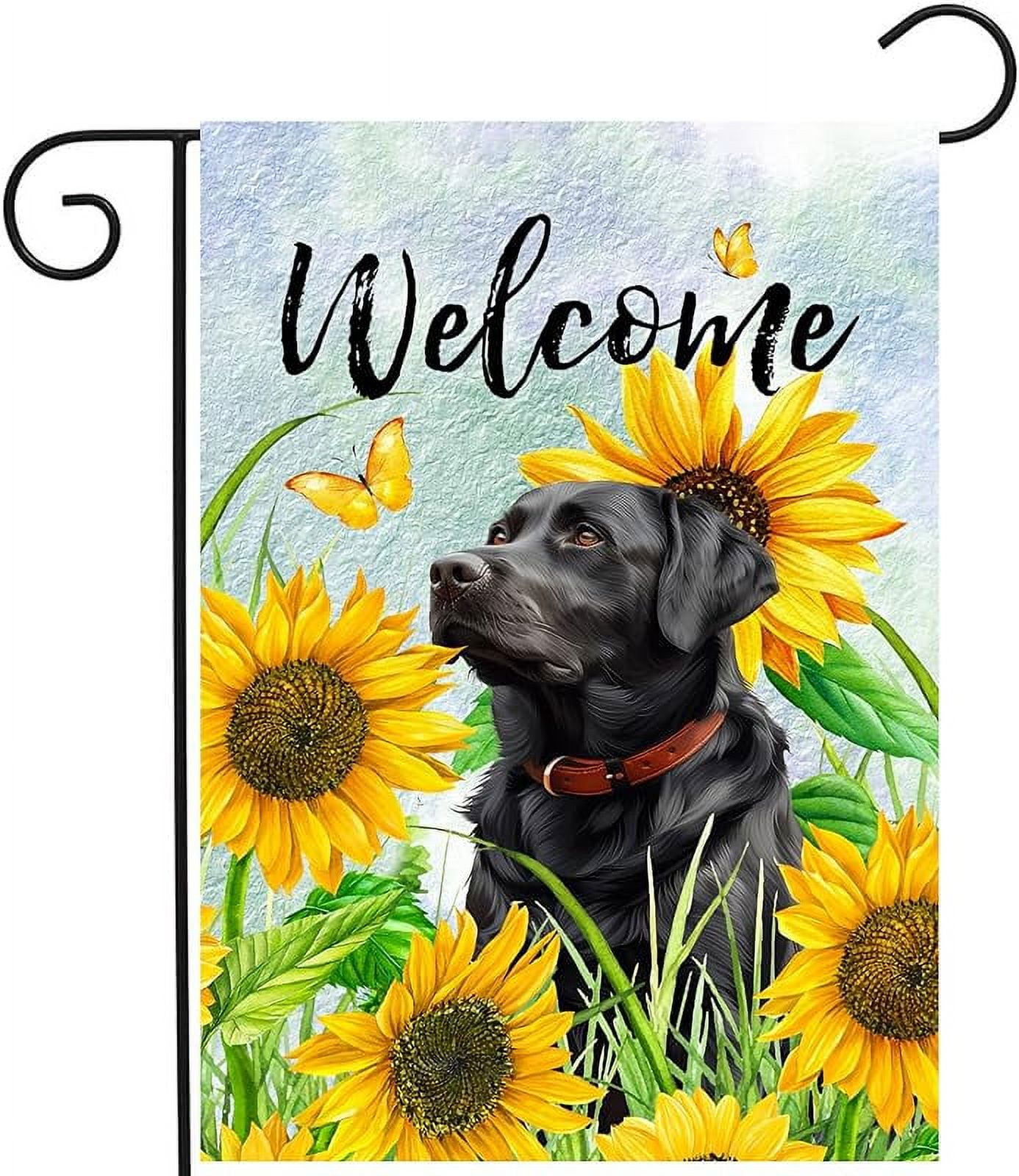 Sunflower Black Lab Garden Flag Summer Spring Garden Flags For Outside 