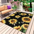 thumbnail image 1 of Sunflower Black Outdoor Rug for Patio/Deck/Porch, Non-Slip Large Area Rug 5 x 7 Ft, Yellow Petals Floral Farmhouse Bee Indoor Outdoor Rugs Washable Area Rugs, Reversible Camping Rug Carpet Runner, 1 of 8