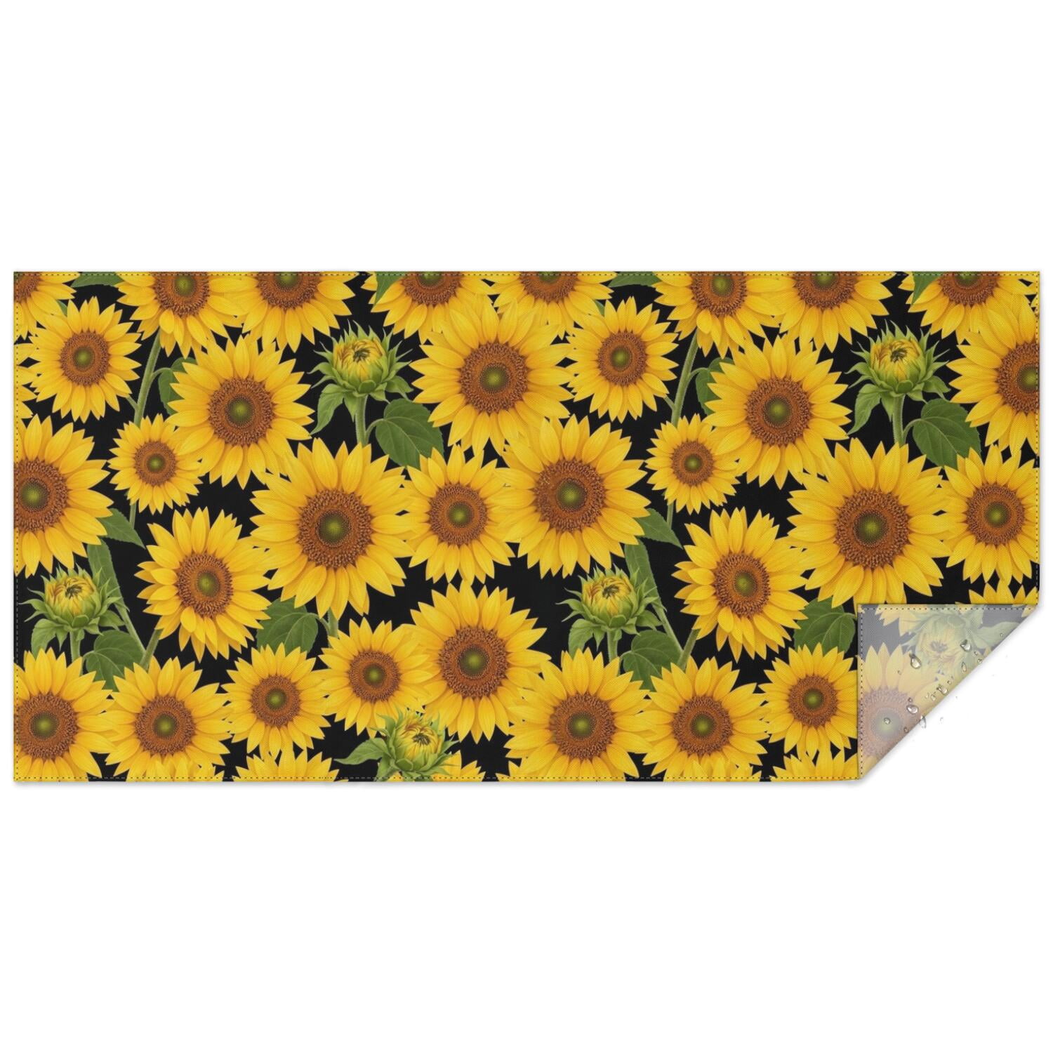 Sunflower Black Pattern Waterproof Tablecloth, Rectangular Restaurant ...