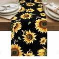 thumbnail image 1 of Sunflower Black Table Runner - 72 Inch Long, Kitchen Dining Table Runner Dresser Scarves, Yellow Petals Floral Farmhouse Bee Farmhouse Decor for Coffee Tables Wedding Party Banquet, 1 of 8