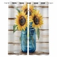 thumbnail image 1 of Sunflower Blackout Curtains for Bedroom Living Room Darkening Curtains 54 Inch Long Blue Bottle Yellow Floral Country Woodgrain Short Curtain for Small Window Treatment Grommet Drapes 52"x54"x2, 1 of 9
