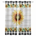 thumbnail image 1 of Sunflower Blackout Curtains for Bedroom Living Room Darkening Curtains 90 Inch Yellow Floral Summer Botanical Wooden Checkered Black Out Window Curtain Privacy Window Treatment Drapes 52"x90"x2, 1 of 9