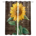 thumbnail image 1 of Sunflower Blackout Curtains for Bedroom Living Room Darkening Curtains 90 Inch Yellow Flowers Bees Wooden Pastoral Black Out Window Curtain Privacy Insulated Window Treatment Grommet Drapes 52"x90"x2, 1 of 9