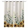 thumbnail image 1 of Sunflower Blackout Curtains for Bedroom, Thermal Insulated Drapes, Yellow Floral Pastoral Botanical Leaves Rustic Black Out Curtains 63 Inch Long Room Darkening Kitchen Curtains 42"x63" 2 Panels, 1 of 8
