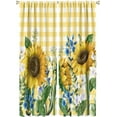 thumbnail image 1 of Sunflower Blackout Curtains Spring Beautiful Floral Bright Yellow White Buffalo Check Plaid Colorful Rustic Art Print for Living Room Bedroom Kitchen Decor Rod Pocket Window Drapes 2 Panels 42x63in, 1 of 6