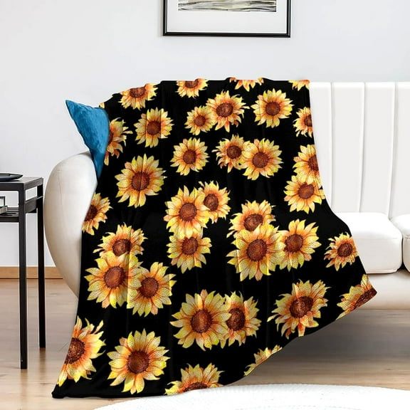 Sunflower Blanket Beautiful Sunflowers Throw Blanket Soft Flannel Lightweight Blanket Gifts for Kids Adults 50"x40"